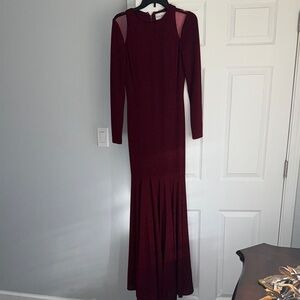 Elegant Burgundy Long Sleeve Gown